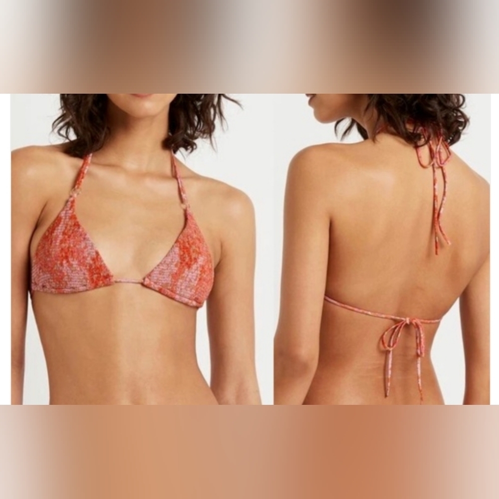 Bond-eye Mena Smocked Triangle Bikini Top Size Small